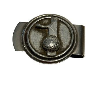 Vintage  Golf Ball  Money Clip Silver Tone Ace #1 Golfer